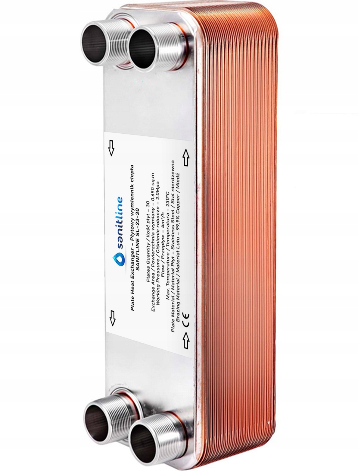 SANITLINE TEPELNÝ VÝMENNÍK 30 DOSKY 30kW 4x 3/4"